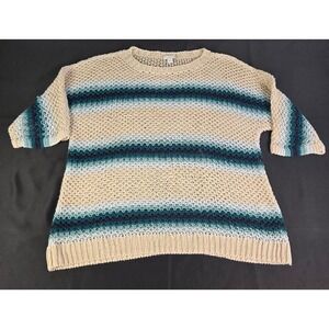 J Jill Knit Sweater Beach Linen Cotton Blend Medium Lightweight Cruise Boho‎